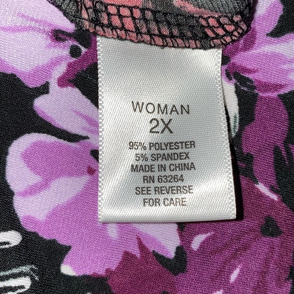 ROZ & ALI floral midi dress 3/4 bell sleeves stretchy scoop small flaw size 2X - Picture 7 of 13